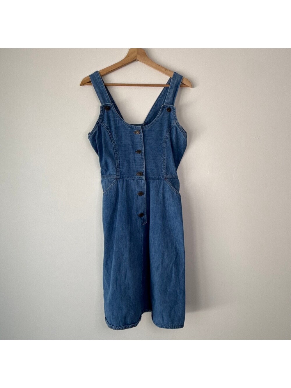 Vintage 70s Levi's Blue Denim Orange Tab Overall Dress